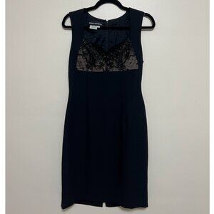 Donna Morgan Sleeveless Cocktail Dress SIZE: 6 BLACK Lace & Bead Sequin